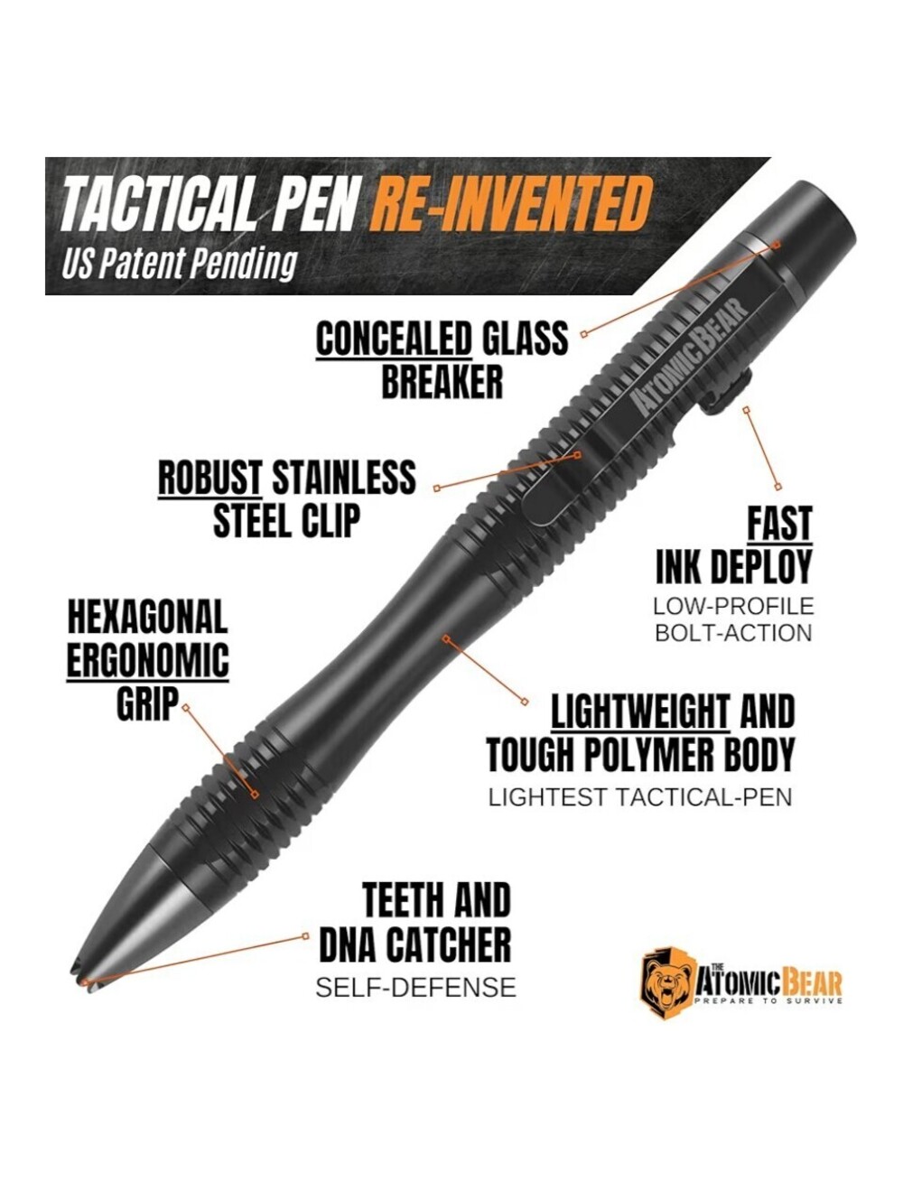 Atomic Bear Stealth Pen Pro Black Pen NIB - Picture 5 of 5